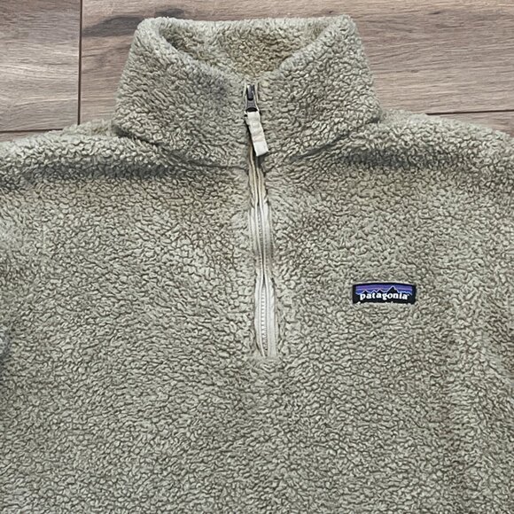 Patagonia Los Gatos 1/4 Zip Pullover SZ Medium Fleece Jacket Logo Tan Beige - Picture 3 of 13